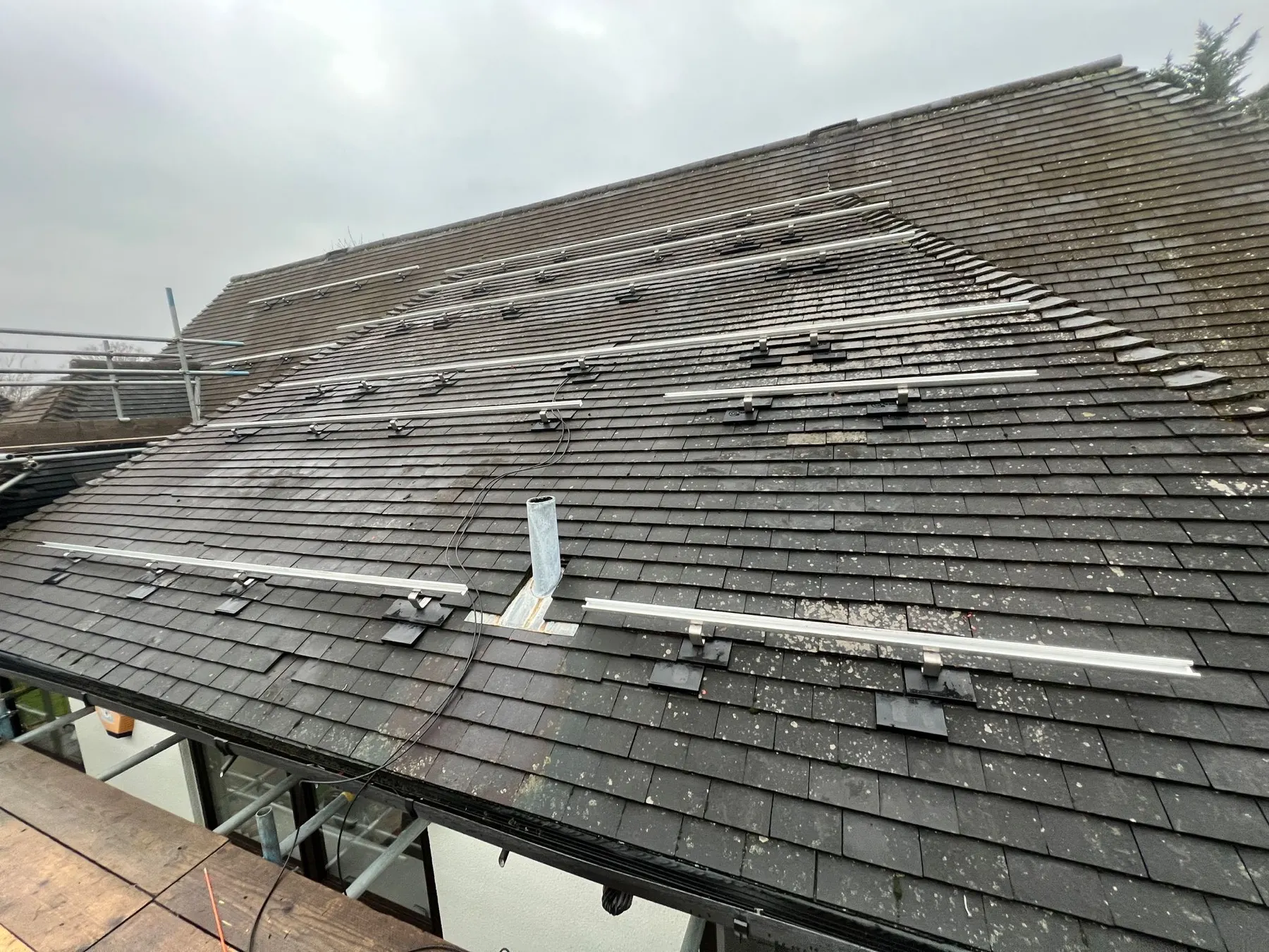 Solar and battery installation on a roof near Guildford, Surrey