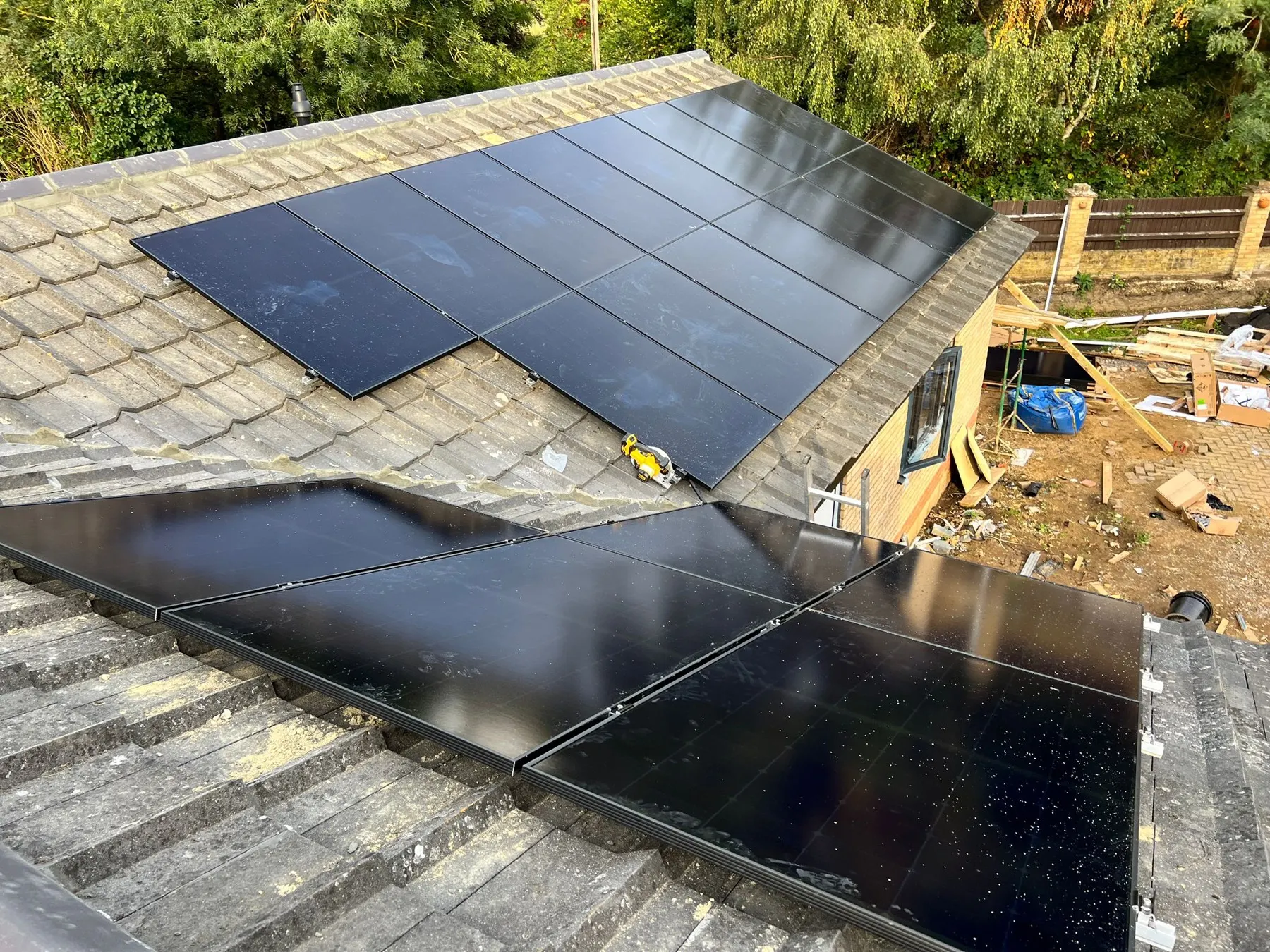 Solar panel installation on a roof in Addlestone, Surrey